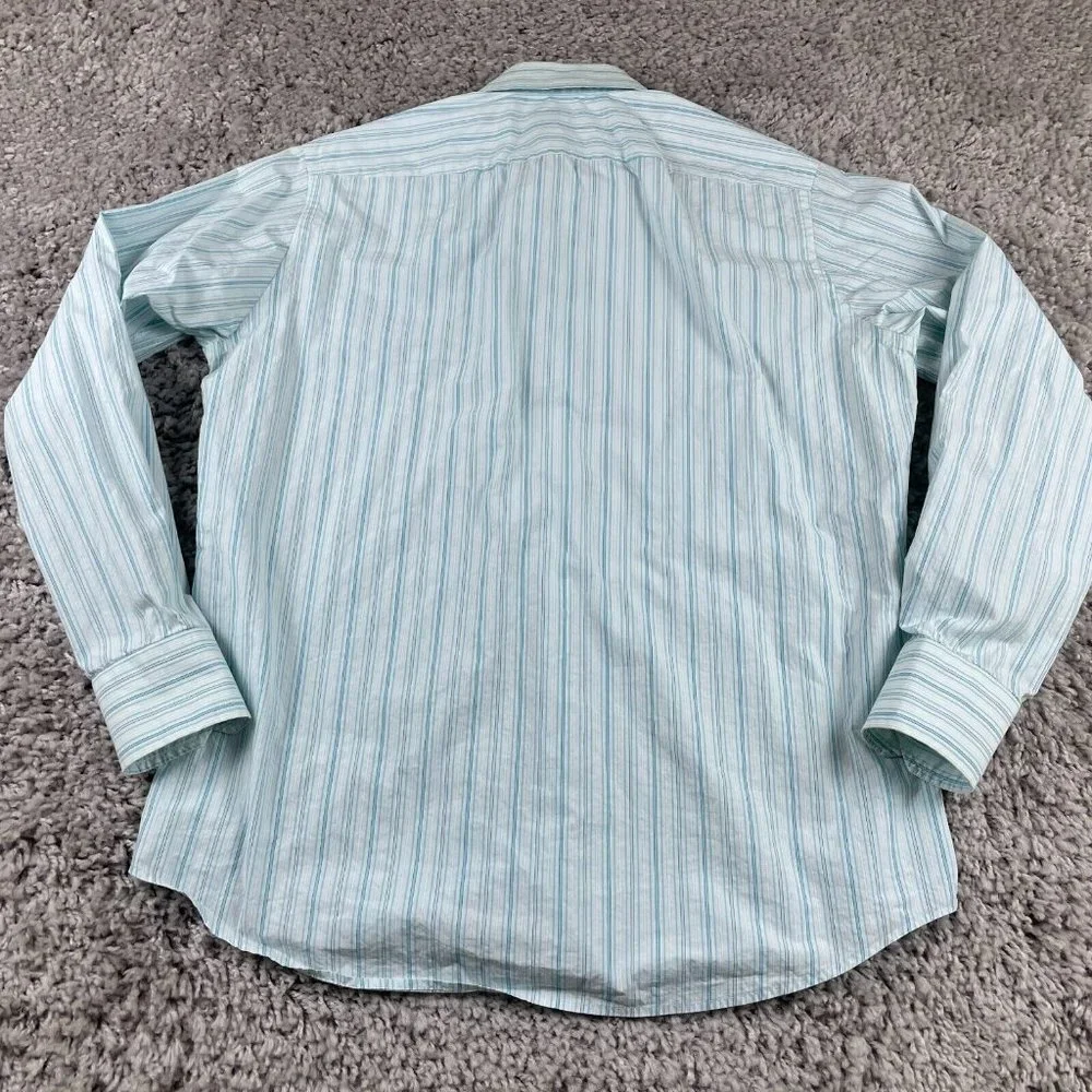 Hugo Boss Dress Shirt Men's Size 42 16.5 Blue Striped Button Up Long Sleeve - Picture 6 of 13